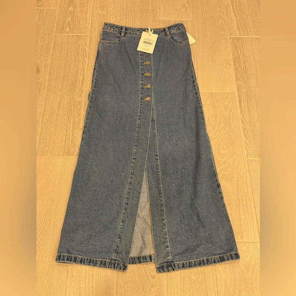 RONNY KOBO Makena Skirt Indigo Wash Denim Button Fly 100% Cotton Size Small NWT - Picture 3 of 5